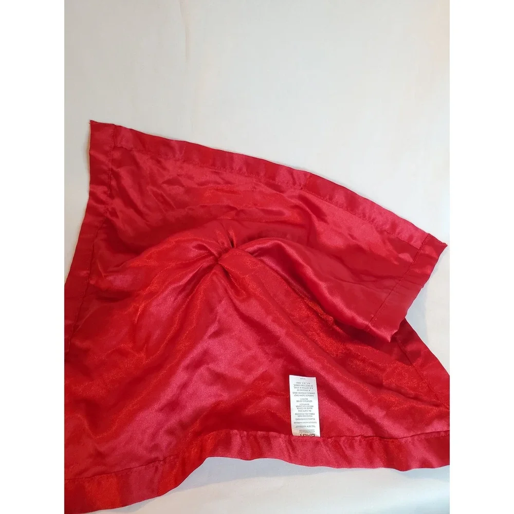 Baby Reindeer Security Blanket Lovey First Christmas Embroidered Plush Red Satin